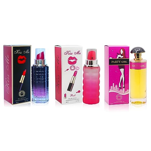 META-BOSEM Fragrance for Women (Pink Me+Pink Me Kiss+Party Girl) 3-Pc Collection Perfume, Eau de Parfum Natural Spray - Fresh Scent (Pack of 3) Each 3.4 Fl Oz, Total 10.20 Oz
